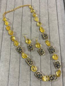 <b>Blue</b> Stone Jadau Beaded Fashion Jewelry Set Elegant Necklace and Earrings Combo Handmade bulk product - Product Image 6