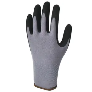 Çin büyük fabrika iyi fiyat naylon kumlu nitril kaplı eldivenler çimento işleri için iş güvenliği eldiveni