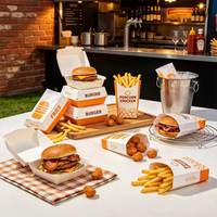 Boîte à hamburger en papier blanc avec fenêtre, impression de logo personnalisé, pour boulangerie et restauration rapide, emballage à emporter