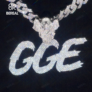 จี้ตัวอักษร VVS Moissanite nane 3.5นิ้วแบบกำหนดเองจี้ฮิปฮอปสไตล์ฮิปฮอปเพชร925ตัดกลมจี้โซ่สีเงินเริ่มต้น - Product Image 2