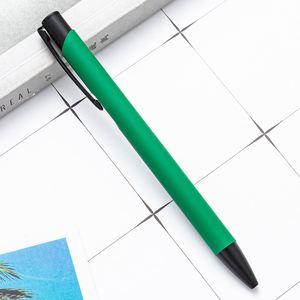 <b>Matte</b> <b>Rubber</b> Coated Straight Aluminum Click Gel Ink Pen, 8 Colors Minimalist Retractable Signature Pen Custom Logo - Product Image 3