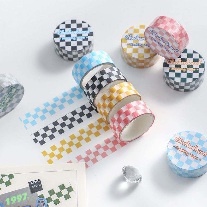 Checkerboard Pattern and Paper Tape Hand Account Material Diy Stickers ...