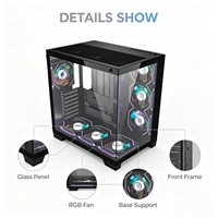 Mini PC de jeu ATX haut de gamme à prix abordable, tour PC avec 10 positions de ventilateurs, refroidissement liquide 360 mm, 2 SSD, 2 HDD, boîtier PC en verre trempé