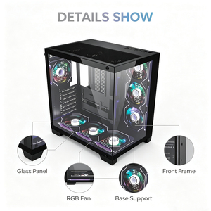 Mini PC de jeu ATX haut de gamme à prix abordable, <span class=keywords><strong>tour</strong></span> PC avec 10 positions de ventilateurs, refroidissement liquide 360 mm, 2 SSD, 2 HDD, boîtier PC en verre trempé - Product Image 2