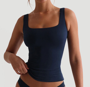 Camiseta sin mangas acanalada transpirable personalizada de fábrica 2026, chaleco acanalado de algodón ligero supersuave con forma de T <span class=keywords><strong>para</strong></span> <span class=keywords><strong>mujer</strong></span> - Product Image 6