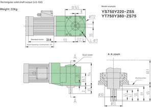 Reductor cónico Eje sólido/hueco Caja de cambios de reducción de ángulo recto de tamaño mediano con motor opcional de 750W - Product Image 6