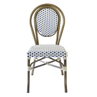 Bleu Français Paris Patio Restaurant En Osier Aluminium Fauteuils Meubles Extérieur Jardin Rotin Bistro Chaises
