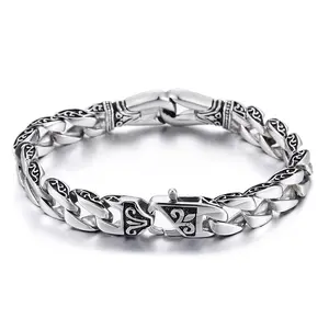 Popular titanium steel hip-hop accessories for men in Europe and America Stainless steel cast vintage totem design bracelet