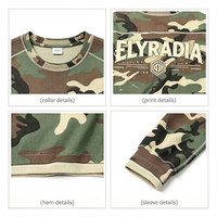 ELYRADIA T-shirt vintage surdimensionné 100 % coton à manches longues et col rond imprimé, coupe ample, tricoté 280g, séchage rapide, couleur unie pour homme