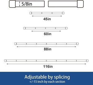 Moderno 1 pollice piccolo asta di tenda in acciaio inox Set staffe 28 84 pollici asta finestra nera <span class=keywords><strong>per</strong></span> porta di <span class=keywords><strong>vetro</strong></span> verticale - Product Image 2