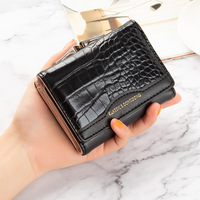 Dompet kecil lipat PU motif buaya dompet koin pendek Multi kartu lucu dompet lisensi pengemudi untuk wanita carteras para mujer