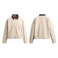 Veste Homme ODM du Fabricant, Style Vintage Streetwear, en Toile, Haute Qualité, Coupe-Vent, Beige, pour l'Hiver