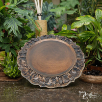 Vente en gros Assiette de chargement ronde réutilisable bohème en plastique avec motifs de plantes botaniques et décorations de fête