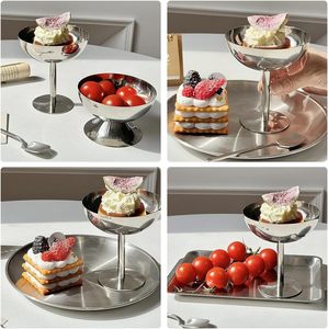 Bol à dessert/salade réutilisable en acier inoxydable, capacité 200 ml, couleur argent, luxe, fait main, logo personnalisé, pour fêtes - Product Image 3
