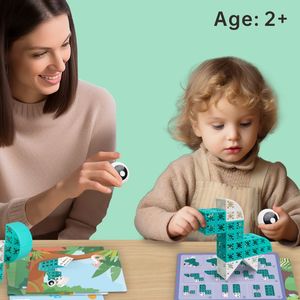 PUNGROW 15 PCS 교육용 플라스틱 블록 세트 미니 동물 장난감 숲 장면 건물 유아를위한 DIY 조립 포장 포함 - Product Image 4