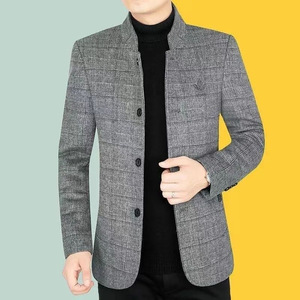 <span class=keywords><strong>Giacca</strong></span> Invernale da Uomo in Misto Lana con Collo alla Coreana, Foderata in Pile, Stile Corto, Termoisolante, Cappotto Casual - Product Image 5