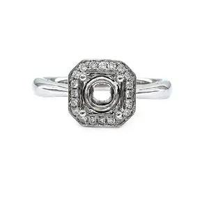 Cina Best seller Design solitario 18k oro bianco massiccio vero diamante matrimonio Semi montaggio anello di fidanzamento per le donne