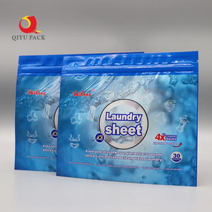 Custom printed plastic zipper three side seal pouch laundry detergent packaging bag liquid container bag