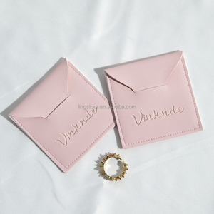 Custom Embossed logo pink Luxury <b>Envelope</b> Camera Watch <b>Gift</b> Jewellery Bag Waterproof Pu Leather Jewelry Pouch - Product Image 4