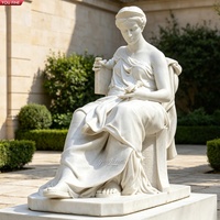 Statue de Musée assise en marbre YOUFINE, sculptée à la main, figurine grecque classique avec tablette d'écriture pour la décoration des campus universitaires
