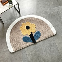 Tapis moelleux semi-circulaire en forme de fleur, tufté à la machine, antidérapant, pour chevet et décoration intérieure