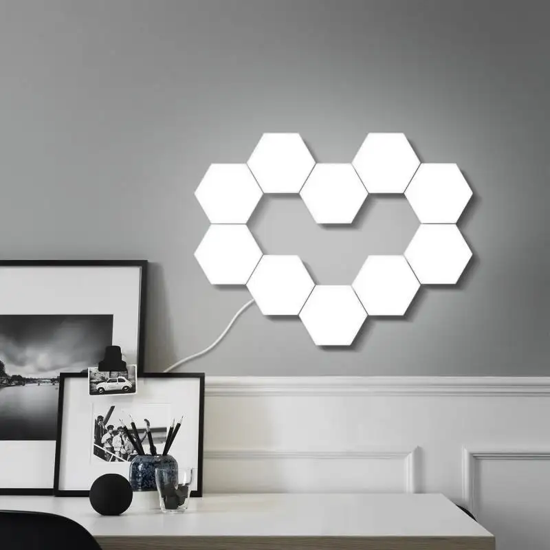Quantum — applique murale Led hexagonale modulaire colorée, bordure tactile, idéale pour la chambre à coucher, ou comme cadeau de noël, 5 ou 10 unités
