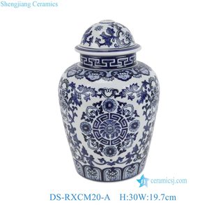 Lámpara <span class=keywords><strong>de</strong></span> Mesa <span class=keywords><strong>de</strong></span> Cerámica Estilo Chinoiserie Azul y Blanco DS-RXCM20-A con Pantalla <span class=keywords><strong>de</strong></span> Lino - Product Image 2