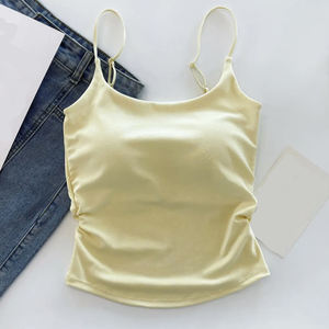 Crop top polyvalent pour <span class=keywords><strong>femme</strong></span> avec fronces latérales et fines bretelles, adapté aux occasions décontractées et formelles - Product Image 1