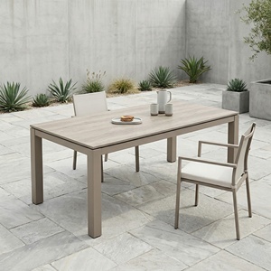 <span class=keywords><strong>Tavolo</strong></span> da Pranzo Estensibile Moderno in Legno Brio per Esterni, <span class=keywords><strong>Tavolo</strong></span> da Patio Espandibile in Alluminio per Giardino, Feste, Cortile e Prato - Product Image 3