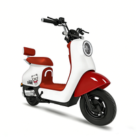 Skuter Listrik Desain Beruang Lucu 48V 500W, Skuter Listrik Kota Merah Putih dengan Sandaran untuk Wanita, Moped Listrik 2 Roda
