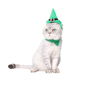 Veludo Verde Bola Dress-Up para Gatos Cães Europeu Americana Festa de Natal Elemento Poliéster Animal Padrão Apresentando Pointy <span class=keywords><strong>Hat</strong></span> - Product Image 6