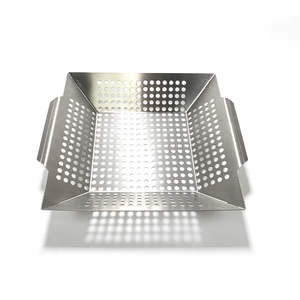 Panier de barbecue carré perforé en acier inoxydable <span class=keywords><strong>DaS</strong></span> avec poignées intégrées pour grillades extérieures de légumes et de viande - Product Image 5