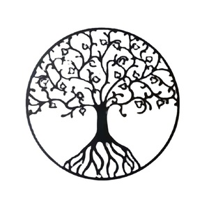 Arte de pared metálico, árbol de la vida, decoración circular grabada a mano para la sala de estar - Product Image 5