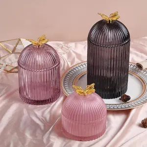 Factory Sale Nordic Style Glass Candle jar Luxury Glass Candy Storage Bottle Beauty Jar Home Decoration