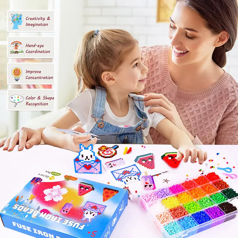 Kit de jouets de perles colorées de haute qualité 5mm perles Hama 3d Puzzle bricolage jouet enfants perles créatives Perler pour artisanat fait à la main jouet cadeau