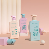 Nouvelle conception de flacon pompe vide de 300 ml en forme de vague rose, vert, jaune pour shampoing et après-shampoing avec pompe à lotion