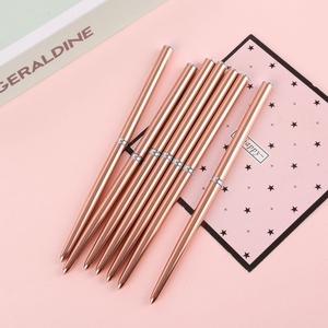 Customizable Logo Nail <b>Brush</b> Set Flat Hair 3D Style Soft Metal Handle Rose Pen Holder for Nail Salon Use - Product Image 4