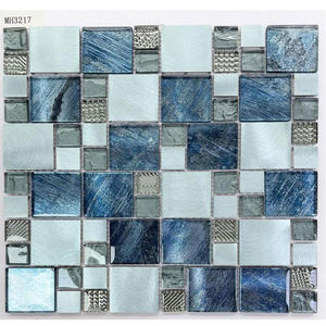 Sıcak Satış Cam Karolar Mozaik Azulejo Mozaik Karo Madalyon Havuz Duvar Resmi Mavi Seri Stil 6MM Cam Mozaik Karolar Banyo İçin - Product Image 3