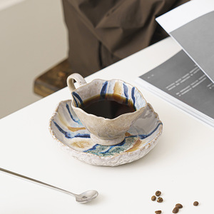 Taza para Beber de Uso Doméstico, Taza de Café Irregular, Cappuccino, Latte, Juego de Taza y Platillo para Latte Art - Product Image 3