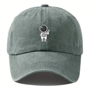 Vente chaude Lavé Soft Top Petit Astronaute Imprimé Denim Batte De Baseball Versatile Casual Duckbill Cap - Product Image 4