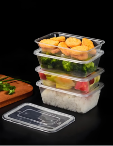 Caixa de Embalagem Plástica Retangular de Grau Alimentício com 2 Compartimentos, Caixa Multifuncional para Frutas com Tampa - Product Image 1