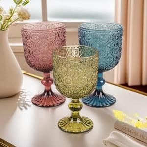 Copas <span class=keywords><strong>de</strong></span> Vino <span class=keywords><strong>de</strong></span> Vidrio <span class=keywords><strong>de</strong></span> Color Azul Prensado, para Fiestas, Bodas, Cumpleaños, Hogar, Venta al Por Mayor - Product Image 3