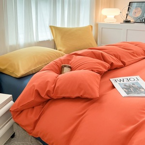 Fabricantes al por mayor Color puro Cuatro juegos de fundas de cama de lana simples Funda de cama de lavado popular Ropa de cama de otoño - Product Image 5