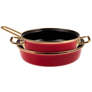 Ensemble de casseroles rétro classiques en émail rouge, poêle à frire avec revêtement à induction, 24 <span class=keywords><strong>cm</strong></span>, en acier au carbone <span class=keywords><strong>émaillé</strong></span>, compatible four et lave-vaisselle - Product Image 2