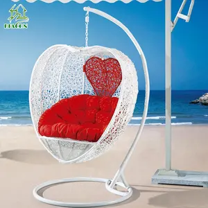 מודרני עיצוב לב בצורת יחיד PE קש נדנדה כיסא גן תלוי נצרים כיסא