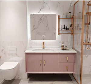 Mobile da <span class=keywords><strong>Bagno</strong></span> Romantico in Rosa Antico con Specchio Intelligente - Product Image 4