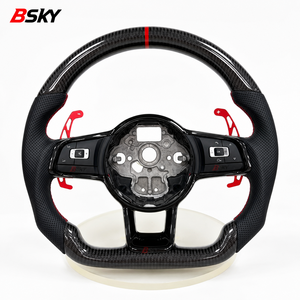 Volante Deportivo R-Line de Cuero y Fibra de Carbono para Entrega Rápida para Volkswagen VW Golf 4 5 6 7 7.5 8 MK4 5 6 7 7.5 8 R <span class=keywords><strong>GTI</strong></span> GTD GTE - Product Image 1