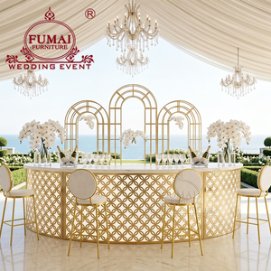 เคาน์เตอร์บาร์ทรงกลมสำหรับร้านกาแฟ ดีไซน์ใหม่ ขายส่งจากโรงงาน พร้อมชั้นวางของสองชั้น - Product Image 5