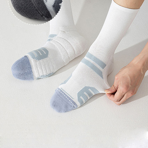 Chaussettes de sport professionnelles blanches mi-mollet, antidérapantes, rembourrées, pour le <span class=keywords><strong>fitness</strong></span>, le basketball et le quotidien - Product Image 2