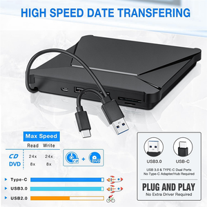 Unidad de DVD Externa USB 3.0 Tipo C, Grabadora de CD/DVD Portátil, <span class=keywords><strong>Lector</strong></span>/Grabador de Discos Ópticos Delgado <span class=keywords><strong>para</strong></span> Laptop, Escritorio, MacBook, <span class=keywords><strong>PC</strong></span> - Product Image 4